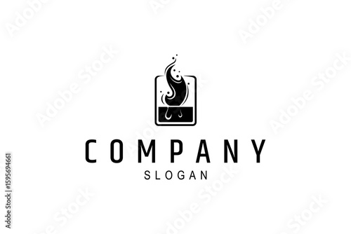 Minimal logo of candlelight in a glass cup