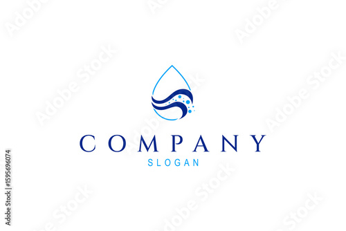 Water drop and wave logo design vector