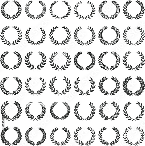 A vintage vector set of laurel wreath frames with ornate floral and leaf decoration