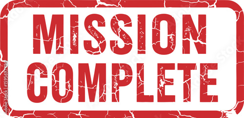 Mission Complete - Grunge Style Rubber Stamp Design