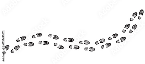 Cartoon vector of a trekking shoe trail, featuring rugged, deep sole prints. Ideal for hiking, camping, outdoor gear brands or adventure visuals