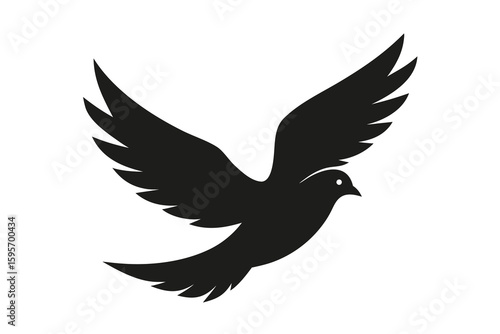 Stylized silhouette of a dove in mid flight symbolizing peace and freedom