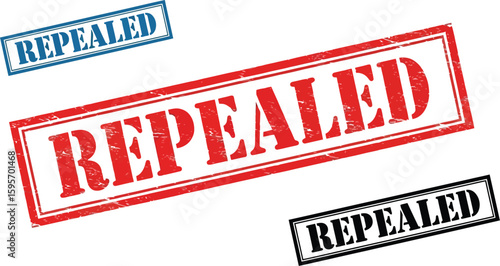 Repealed stamp vector illustration set for law and legislation concept and design elements
