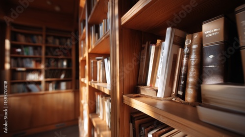 Spiritual Enlightenment: Academic Library with Religious Philosophy Books in Dreamy Focus