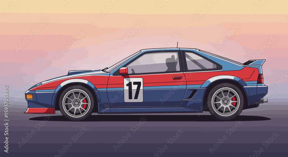 Fototapeta premium Retro Racing Car Silhouette