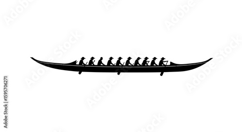 Rowing Team in a Longboat Strength and Coordination in Action