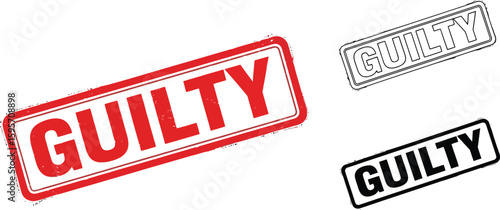 Guilty verdict stamp vector graphic design element for legal and judicial system concepts and presentations