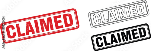 Claimed stamp vector illustration set, red claimed stamp, black claimed stamp, outline claimed stamp image