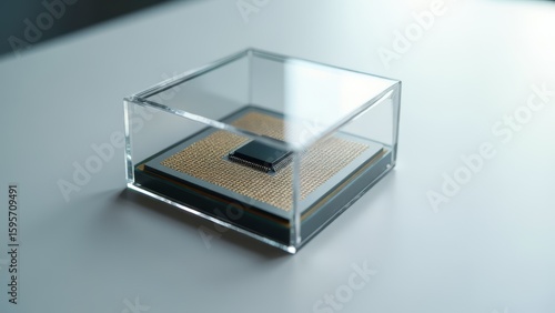 Quantum processor chip in protective case