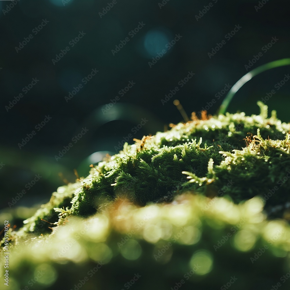 Naklejka premium close up of green moss on the ground