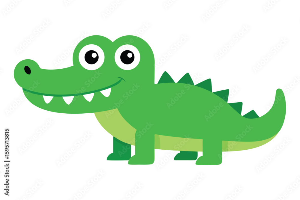 Obraz premium Cheerful cartoon alligator silhouette in a playful pose