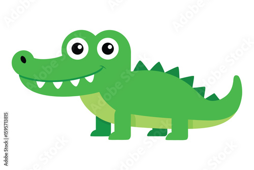 Cheerful cartoon alligator silhouette in a playful pose