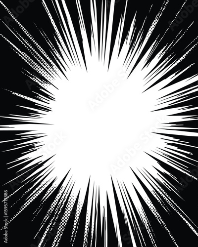 Black and white comic style explosion effect background