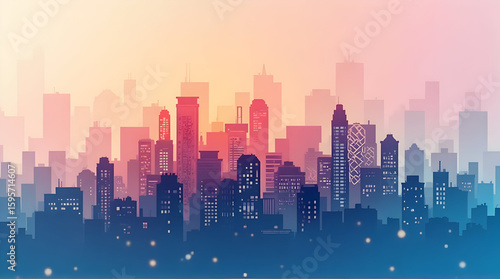 Wallpaper Mural Cityscape Silhouette at Dusk with Gradient Sky Background Torontodigital.ca