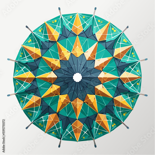 geometric starburst mandala pattern with octagonal symmetry in bold black fill for modern decorative vector art