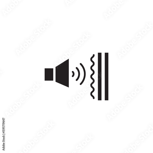 Soundproof icon. Voice reflection , vector flat black Soundproofing audio reflect icon on white background..eps