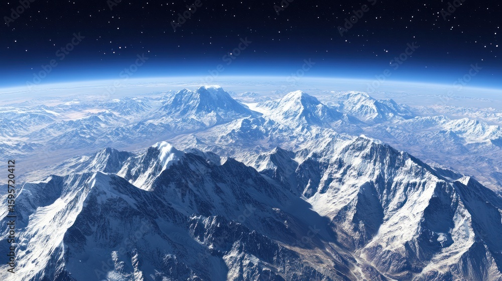 Fototapeta premium Earth's mountain range view from space