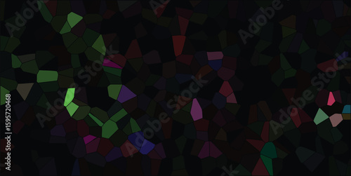 A mosaic of deep colors depicting a mysterious and dark enclosed area with hints of a hidden path or structure