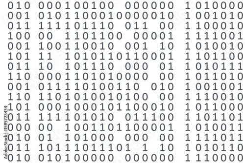 A digital display showing rows of binary code with zeros and ones in a structured pattern