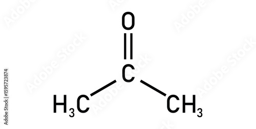 chemical structure of acetone (C3H6O).