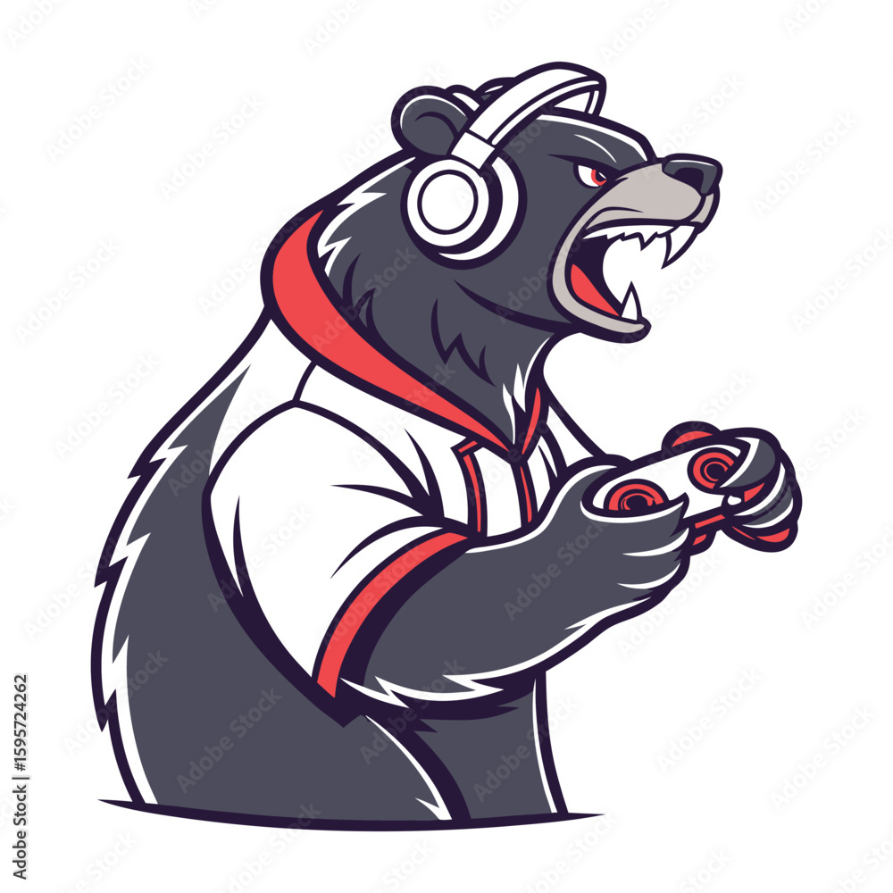 Obraz premium gaming bear head logo vector design.