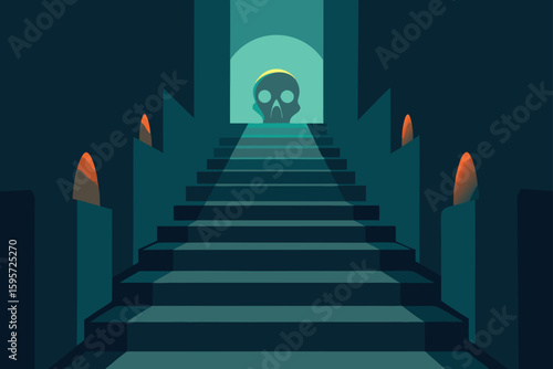 Skull Candlelight in Haunted Fireplace
