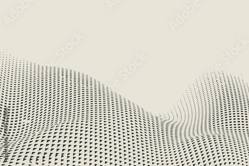 Abstract wave pattern with small black triangles on a white background creating a textured surface