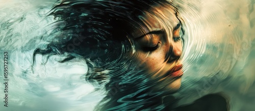 Woman submerged in swirling water