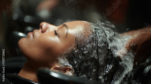 Woman getting a hair wash in a salon
