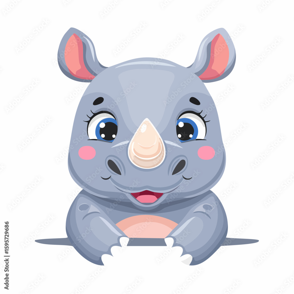 Naklejka premium Cute Rhinoceros Vector Illustration