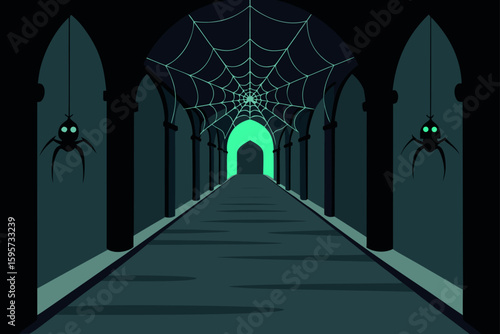 Spooky Gothic Fireplace with Cobwebs