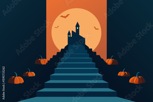 Spooky Gothic Fireplace with Glowing Skulls