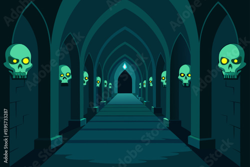Spooky Gothic Fireplace with Ghostly Figures