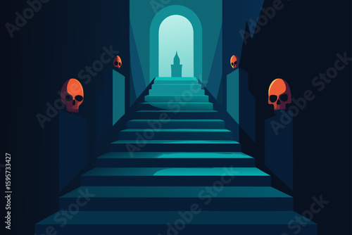 Skull Candlelight in Haunted Fireplace