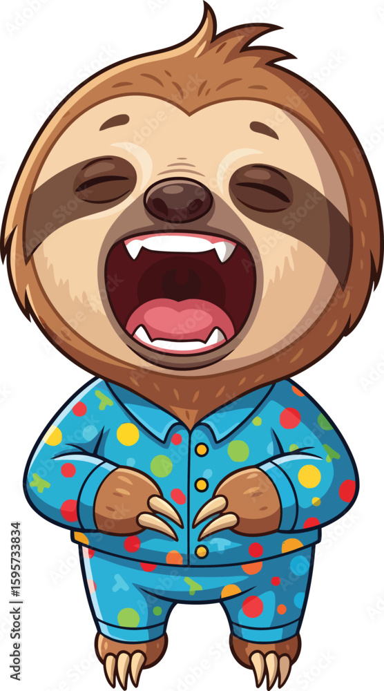 Obraz premium Cute Sleepy Sloth Yawning in Pyjamas Clipart