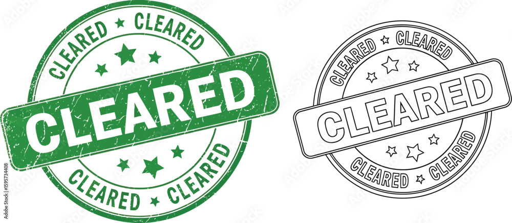 Fototapeta premium Cleared stamp vector illustration, grunge cleared seal, green cleared stamp, black cleared stamp design