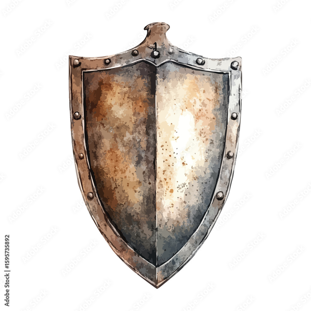 Medieval shield isolated watercolor illustration Medieval shield isolated watercolor illustration