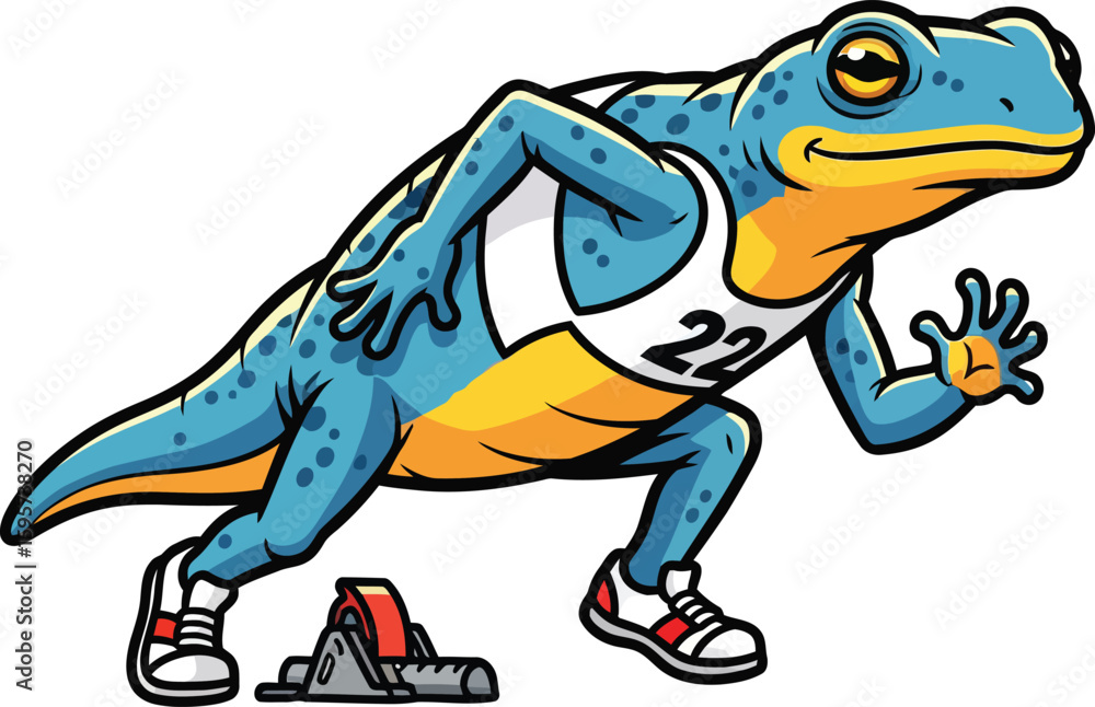 Fototapeta premium Racing Lizard Runner at Starting Block Clipart