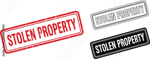 Stolen property stamp vector graphic design elements for legal and crime concepts art