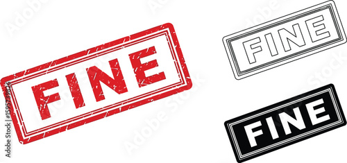Fine stamp vector set: grunge fine stamp, black fine stamp, outline fine stamp design