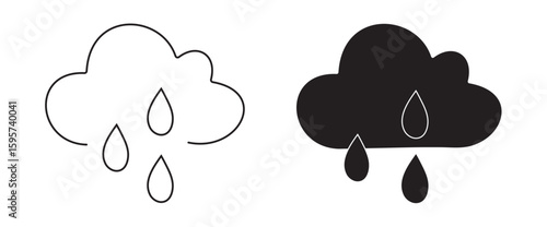 Rain Cloud with Droplets Icon - Weather & Meteorology Symbol