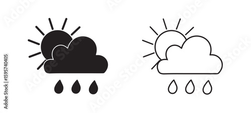 Sun, Cloud & Rain Icons: Mixed Weather Forecast Symbols