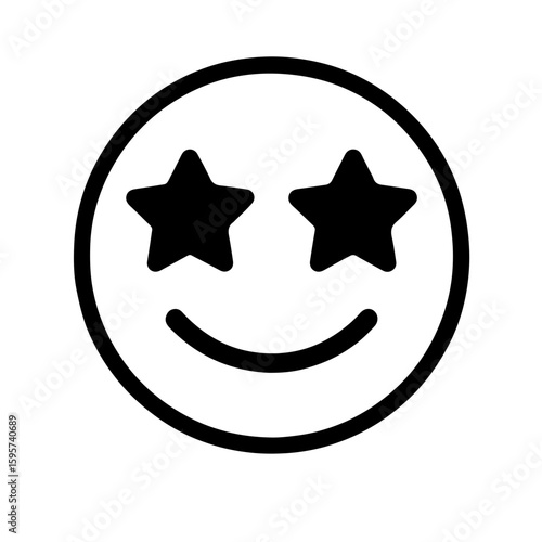 Excited Face with Star Eyes in Outline