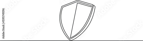Shield Symbol. Continuous Line Art of Protection, Security, and Defense Concept. Vector Illustration