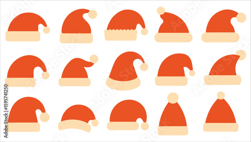 Santa Claus hats Christmas party vector set