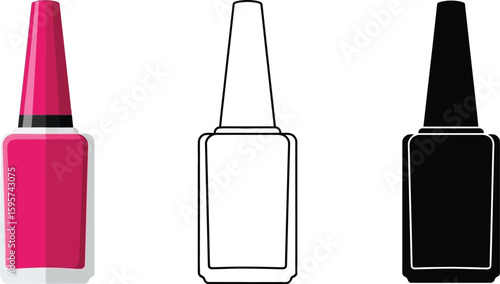 Nail polish vector set beauty manicure fashion cosmetic bottle lacquer design illustration glamour art