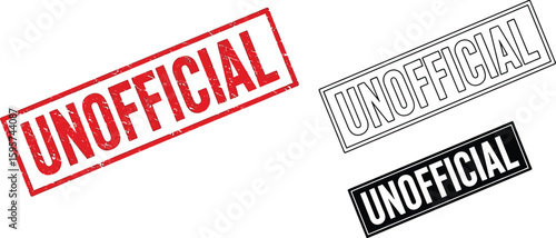 Unofficial stamp unofficial rubber stamp red black outline stamp document stamp label stamp design vector