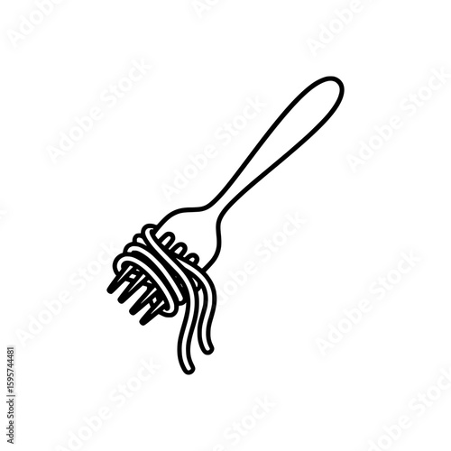 Vector of fork with spaghetti