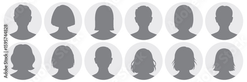Simple Gray Avatar Icons Representing Male And Female Profiles.