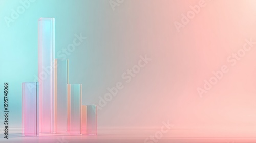 Wallpaper Mural Abstract 3D glass graph symbolizing financial growth, set against a minimalistic backdrop with soft gradient lighting. Torontodigital.ca